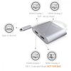 Adapter USB-C na podwójne HDMI 4k 30Hz, Kwmobile, Srebrny, Metal, 50604.01