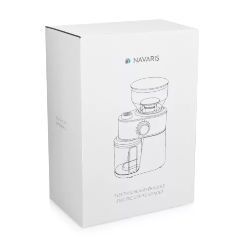 Rasnita electrica cafea Navaris, reglaj macinare, pentru espresso/filtru, negru, plastic