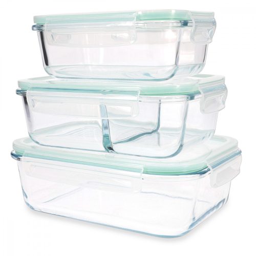 Zestaw 3 szklanych pojemników do przechowywania żywności, 1500 ml, 1000 ml, 600 ml, 47684.03.01