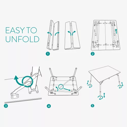 Składany bambusowy stół kempingowy Navaris, 65 x 50 cm, regulowany, bambus, 51166.2