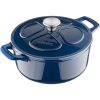 Garnek żeliwny Navaris z pokrywką - nieprzywierający do kuchenek/piekarników - 24 cm - 3,5 l - ciemnoniebieski, 48777.01.17