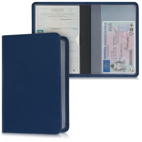 Okładka na dokumenty samochodowe, Kwmobile, niebieska, skóra ekologiczna, 50103.17