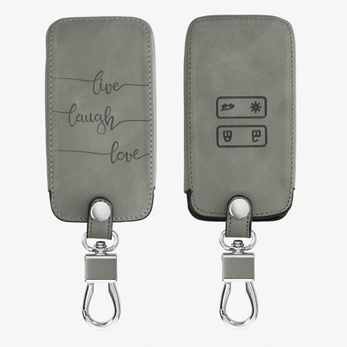 Osłona kluczyka do samochodu Renault / Dacia - 4 przyciski - Keyless Go, Skóra nubukowa, Szara, 48565.09