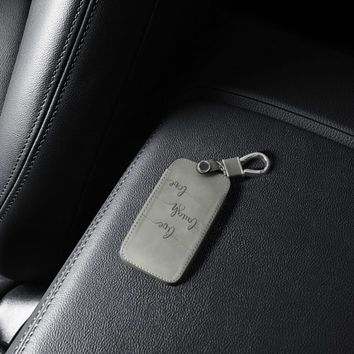 Osłona kluczyka do samochodu Renault / Dacia - 4 przyciski - Keyless Go, Skóra nubukowa, Szara, 48565.09