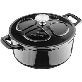   Oala antiaderenta din fonta Navaris pentru plite/cuptoare - 24 cm - 3,5 l - negru, 48777.01.01
