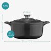 Oala antiaderenta din fonta Navaris pentru plite/cuptoare - 24 cm - 3,5 l - negru, 48777.01.01