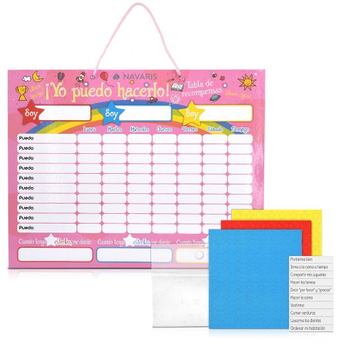 Tablica z zadaniami/nagrodami dla dzieci, 250 magnesów, 40 x 32 cm, język hiszpański, 48146.09
