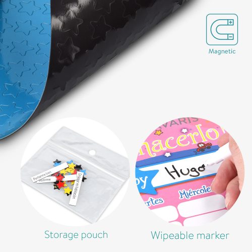 Tablica z zadaniami/nagrodami dla dzieci, 250 magnesów, 40 x 32 cm, język hiszpański, 48146.09