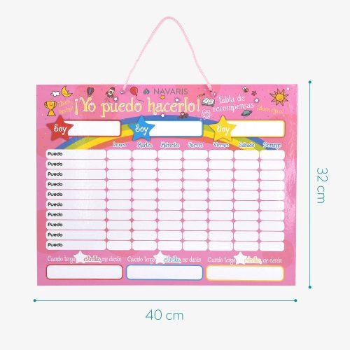 Tablica z zadaniami/nagrodami dla dzieci, 250 magnesów, 40 x 32 cm, język hiszpański, 48146.09