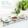 Zestaw 3 misek ceramicznych Navaris dla psów i kotów z metalową podstawą, 320 ml, 46947.2
