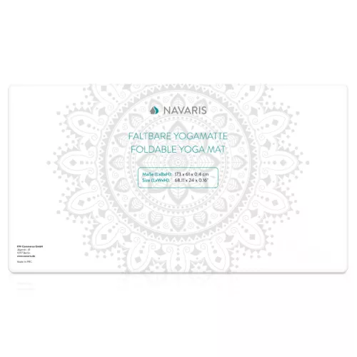 Saltea yoga pliabila Navaris, 173x61x0.4 cm, textura antiderapanta, calatorii, negru, PVC