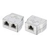 Zestaw 2 żeńskich rozgałęźników kabli sieciowych RJ45 na 2 żeńskie porty Cat5/Cat6, Kwmobile, Srebrny, Metal, 52349.01.35