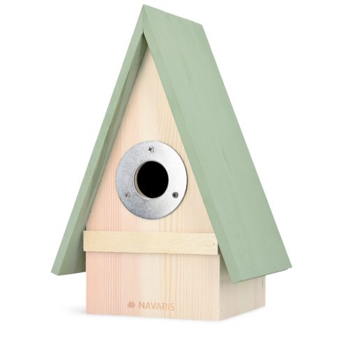 Casuta pentru pasari Navaris, acoperis in doua ape, 23.5x15x12 cm, maro, lemn, 52424.01