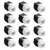 Zestaw 12 wtyczek 1 Gbit CAT6 do kabli Ethernet RJ45, Kwmobile, czarno-biały, plastikowy, 52518.12