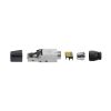 Zestaw 4 wtyczek CAT6A RJ-45 do ekranowanych kabli Ethernet CAT6A, Kwmobile, Srebrny/Czarny, Metal, 52520.04