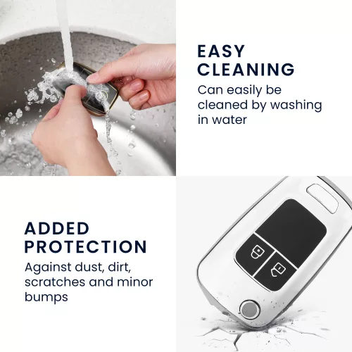 Osłona kluczyka do samochodu Opel / Chevrolet - 2 przyciski, silikon, srebrna, 52649.02