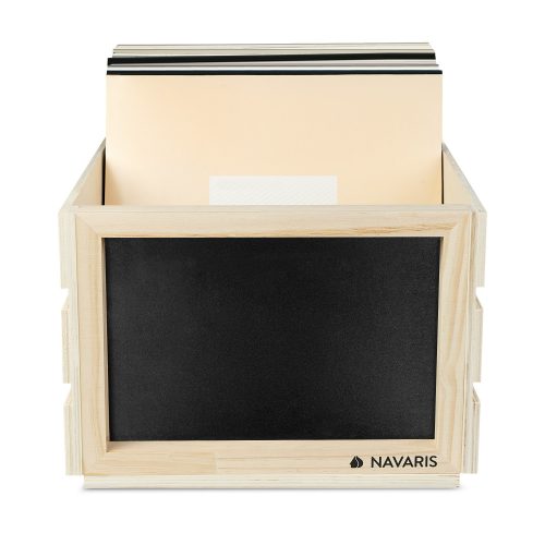 Drewniane pudełko do przechowywania albumów winylowych Navaris, 80 płyt, Brązowy, 53026.01.24