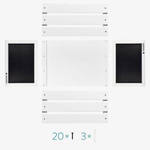 Drewniane pudełko do przechowywania albumów winylowych Navaris, 80 płyt, Biały, 53026.01.02