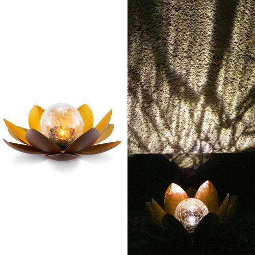 Lampa solara Navaris LED Lotus, 27x11,5 cm, senzor auto, 1700K, IP44, aurie, 51101.03.01