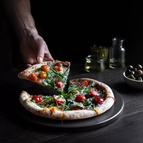 Okrągły kamień do pizzy Navaris, 30,5 cm, glazurowany kordierit, odporny do 500°C, 51246.02.3