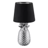 Lampa de masa Navaris, design ananas, 35 cm, abajur opac, E27, negru/argintiu, ceramica/metal