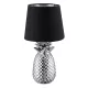 Lampa de masa Navaris, design ananas, 35 cm, abajur opac, E27, negru/argintiu, ceramica/metal