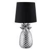 Lampa de masa Navaris, design ananas, 35 cm, abajur opac, E27, negru/argintiu, ceramica/metal