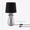 Lampa de masa Navaris, design ananas, 35 cm, abajur opac, E27, negru/argintiu, ceramica/metal