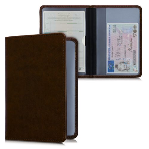 Okładka na dokumenty samochodowe, Kwmobile, Brązowa, Skóra ekologiczna, 50103.18