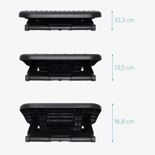Suport picioare reglabil Navaris, 43.7x33 cm, 3 trepte, 0-25, birou, HIPS, negru, plastic