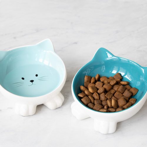 Zestaw 2 misek ceramicznych dla kotów Navaris, antypoślizgowa, zielona, 50736.04