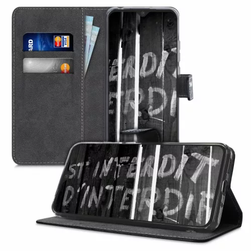 Pokrowiec na Xiaomi Redmi 9C, Skóra ekologiczna, Czarny, 52852.02