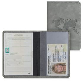   Okładka na dokumenty samochodowe, Kwmobile, Szara, Skóra ekologiczna, 51695.07