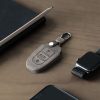 Osłona kluczyka do samochodu Peugeot / Citroen - 3 przyciski - Keyless Go, skóra nubukowa, szara, 53762.01