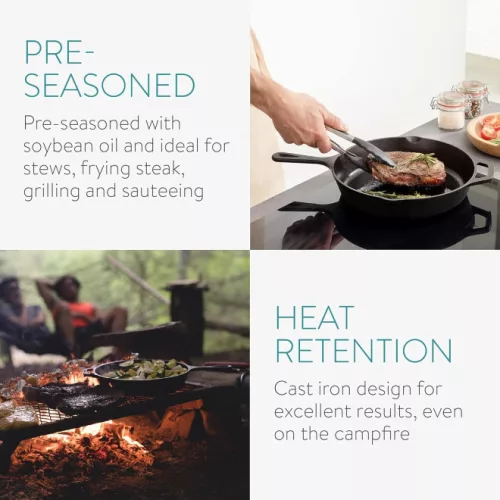 Głęboka patelnia żeliwna z rączką Navaris - 30 cm, 48585.01