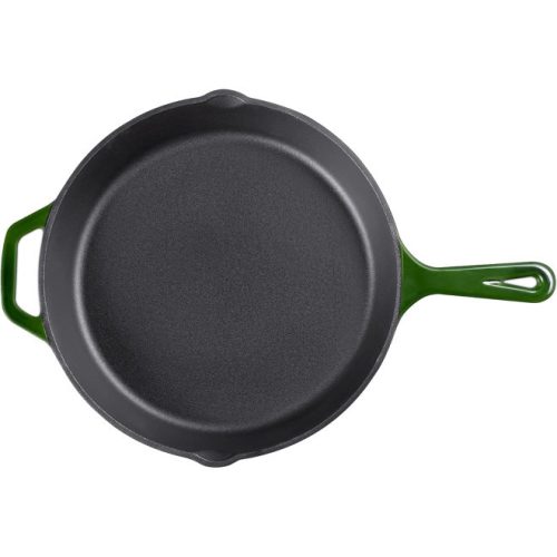 Głęboka patelnia żeliwna z rączką Navaris - 30 cm, ciemna zieleń, 53784.02