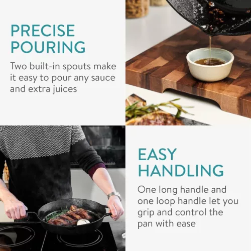 Głęboka patelnia żeliwna z rączką Navaris - 30 cm, ciemna zieleń, 53784.02