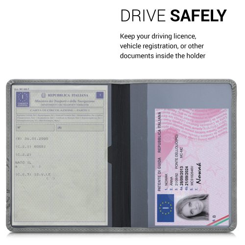 Okładka na dokumenty samochodowe, Kwmobile, Szara, Skóra ekologiczna, 53858.01