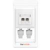Zestaw 8 podwójnych gniazd sieciowych RJ45 10G z 16 wtyczkami CAT 6A, Kwmobile, Biały, Metal, 45360.04