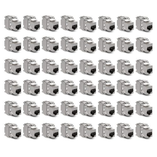 Zestaw 48 wtyczek 10 Gbit CAT6A do kabli Ethernet RJ45, Kwmobile, Srebrny, Metal, 45358.48