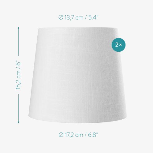 Zestaw 2 x nowoczesny lniany abażur Navaris, 17 cm, korpus E14, biały, 53996.02.40