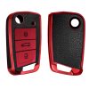 Etui na kluczyk samochodowy do VW / Skoda / Seat - 3 przyciski, kwmobile, silikon, czerwony / czarny, 54022.03
