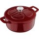 Navaris Garnek żeliwny z powłoką zapobiegającą przywieraniu do kuchenek/piekarników - 24 cm - 3,5 l - ciemnoczerwony, 48777.01.20
