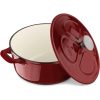 Navaris Garnek żeliwny z powłoką zapobiegającą przywieraniu do kuchenek/piekarników - 24 cm - 3,5 l - ciemnoczerwony, 48777.01.20