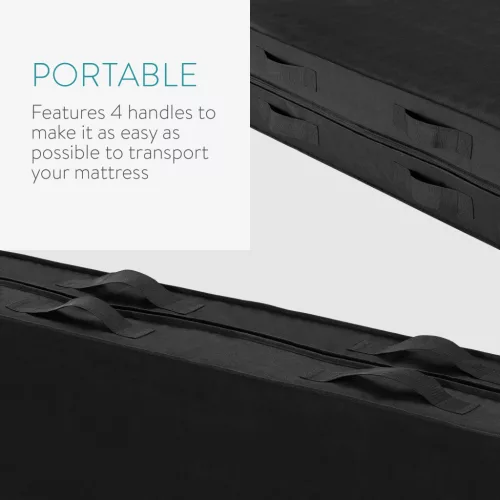 Protectie saltea Navaris, 80x200x25 cm, depozitare si transport, 4 manere, negru, polipropilena