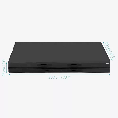 Protectie saltea Navaris, 80x200x25 cm, depozitare si transport, 4 manere, negru, polipropilena