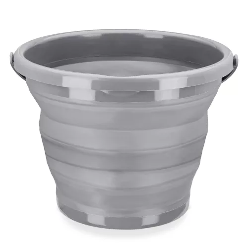 Składane wiadro z gumy termoplastycznej Navaris, 10 l, szare, 45985.3.22
