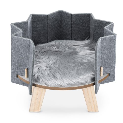 Wysokie legowisko dla kotów lub psów Navaris i mata futrzana, Szary, 54253.01