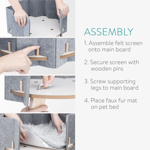 Wysokie legowisko dla kotów lub psów Navaris i mata futrzana, Szary, 54253.01