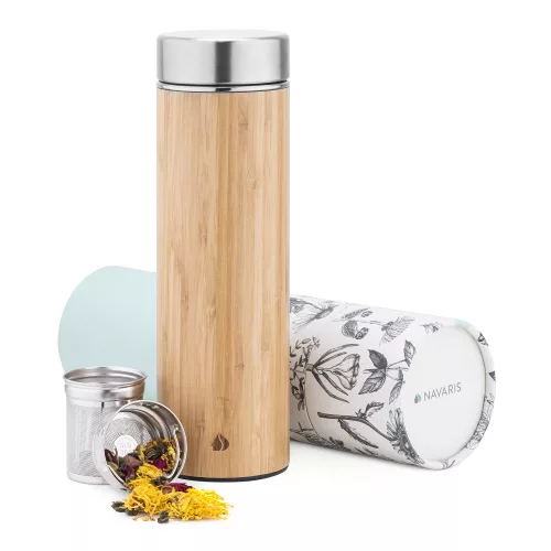 Butelka na herbatę Navaris z zaparzaczem i wyjmowanym sitkiem, 500 ml, Brązowa, 54268.2.71